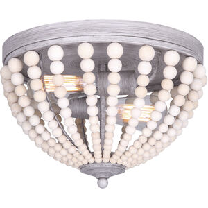 Madison 2 Light 13 inch Grey Metal and Wood Flush Mount Ceiling Light