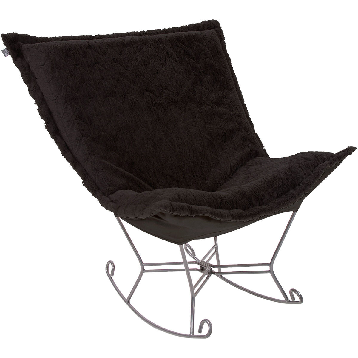 Puff Angora Ebony Scroll Rocker with Cover