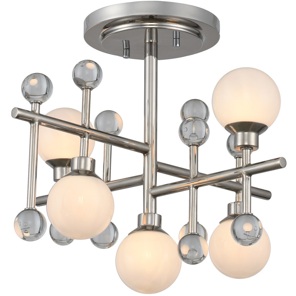Mercer LED 16 inch Polished Nickel Semi Flush Pendant Ceiling Light