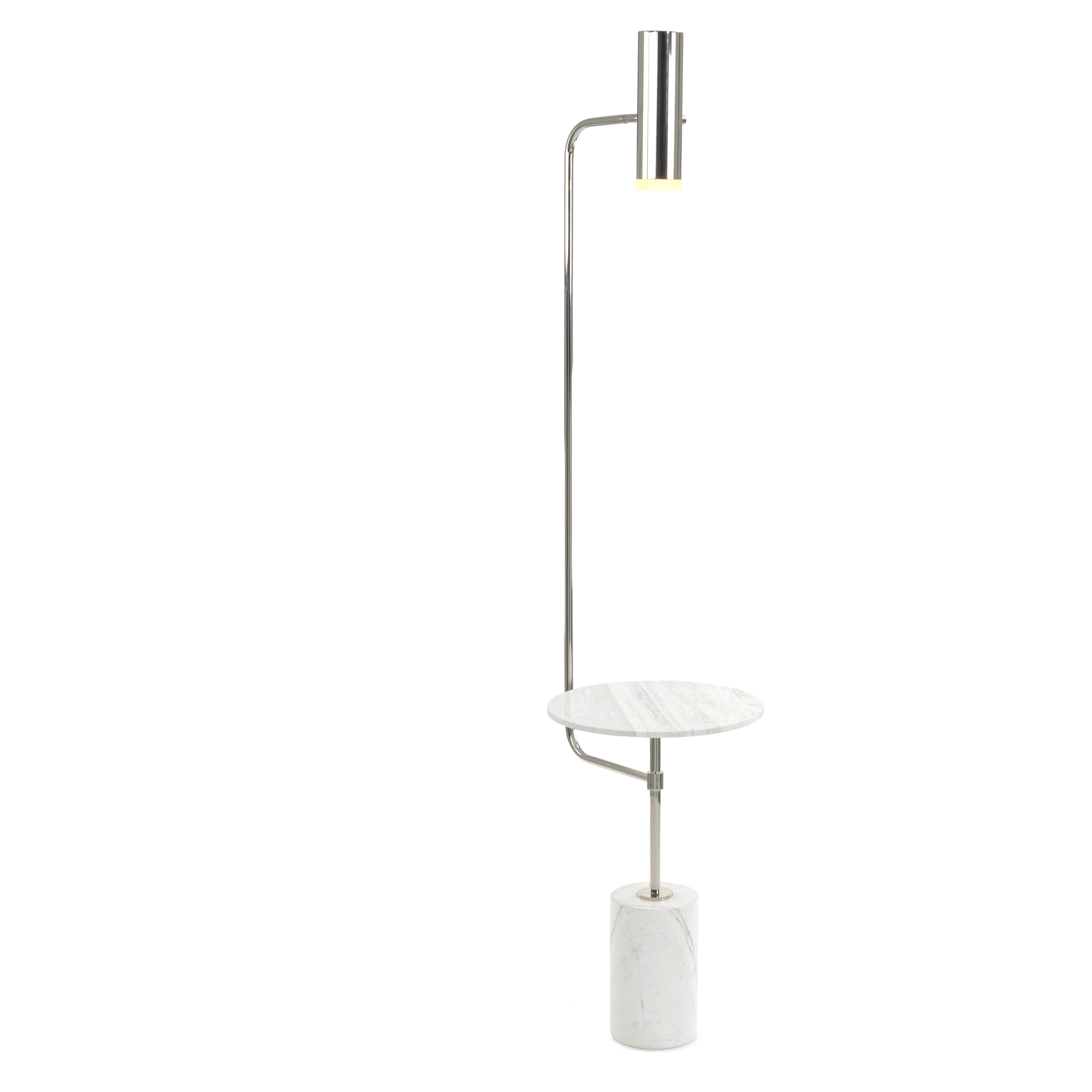 Illuminated Marble and Polished Nickel Floor Lamp Portable Light