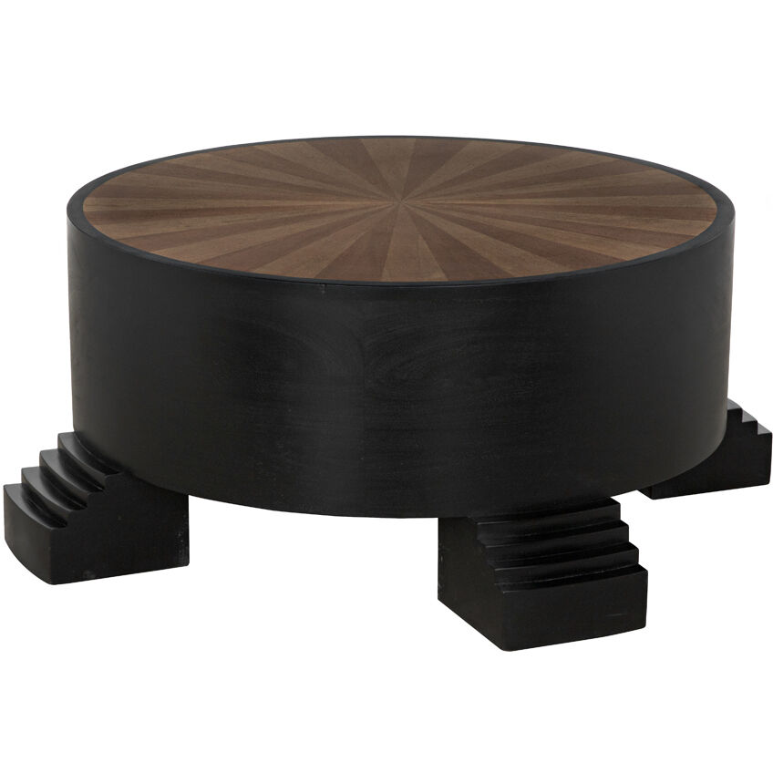 Tambour 44 X 44 inch Hand Rubbed Black with Veneer Top Coffee Table