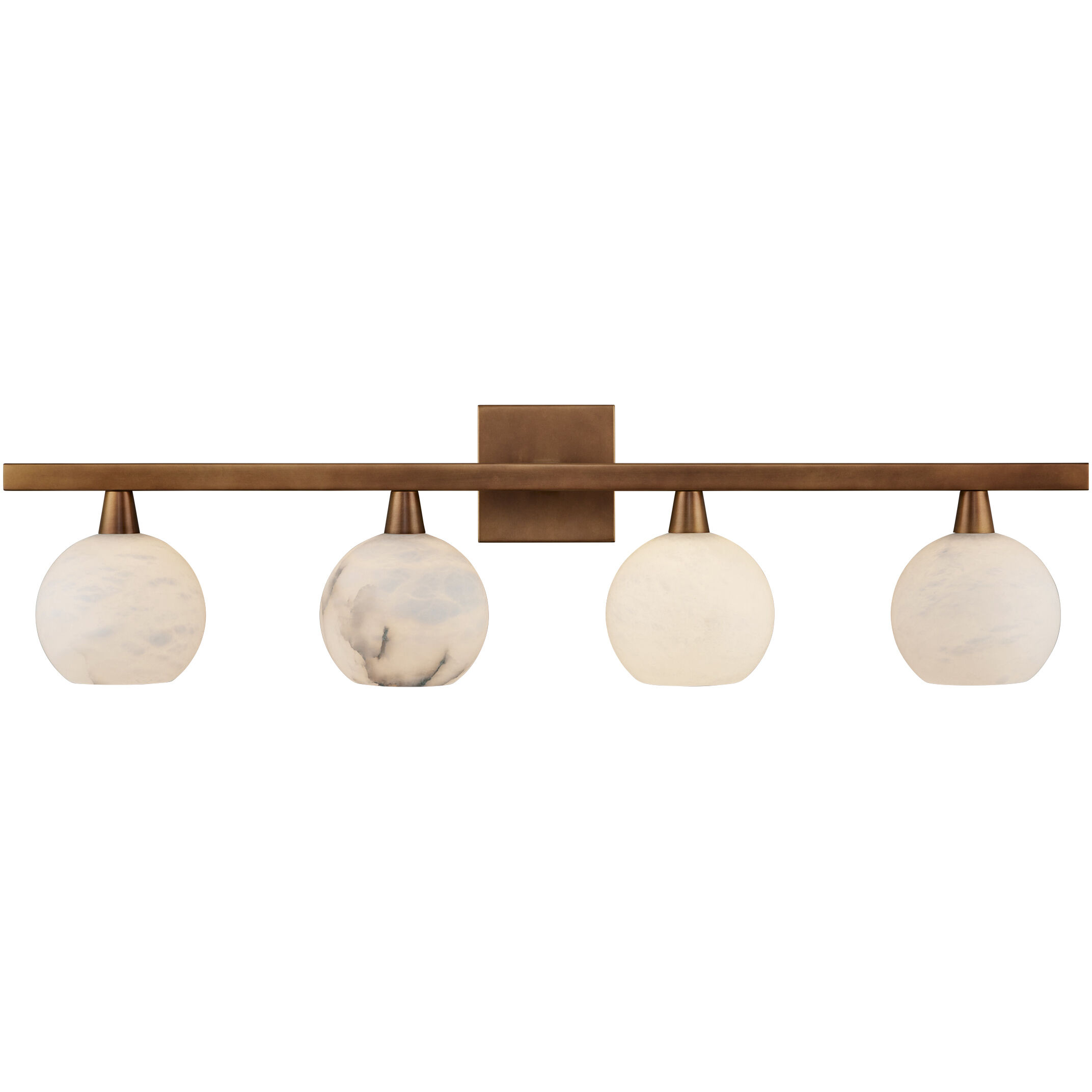 Bombelles 4 Light 38 inch Antique Brass/Natural Bath Bar Wall Light