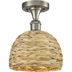 Woven Rattan 1 Light 8.00 inch Semi-Flush Mount
