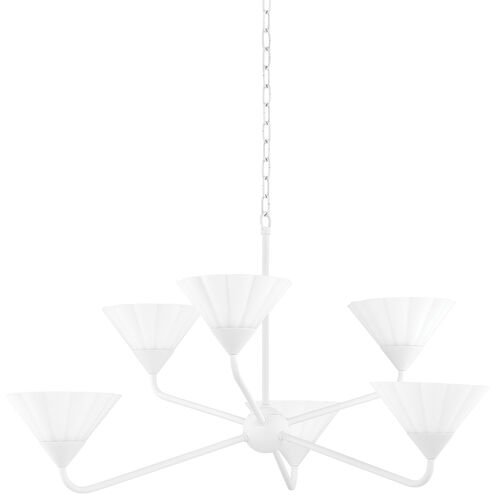 Kelsey 6 Light 35 inch Textured White Chandelier Ceiling Light