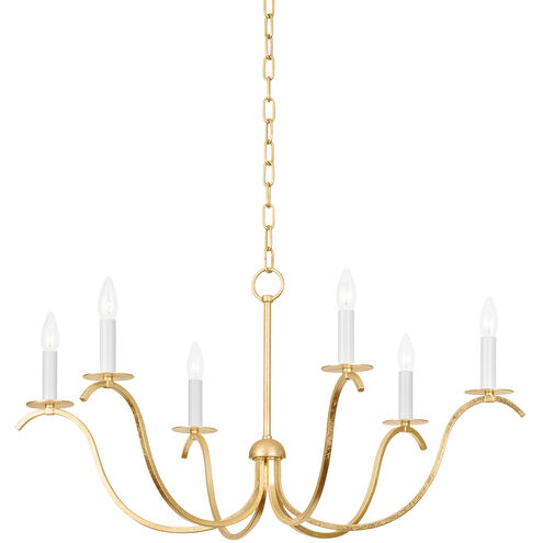 Jaclin 6 Light 34.5 inch Gold Leaf Chandelier Ceiling Light