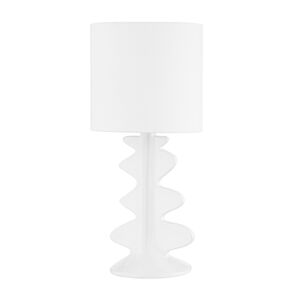 Liwa 22 inch 60.00 watt Aged Brass/Ceramic Gloss White Table Lamp Portable Light in Aged Brass/Gloss White