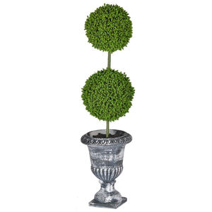 Faux Topiary Green, Weathered Black Topiaries