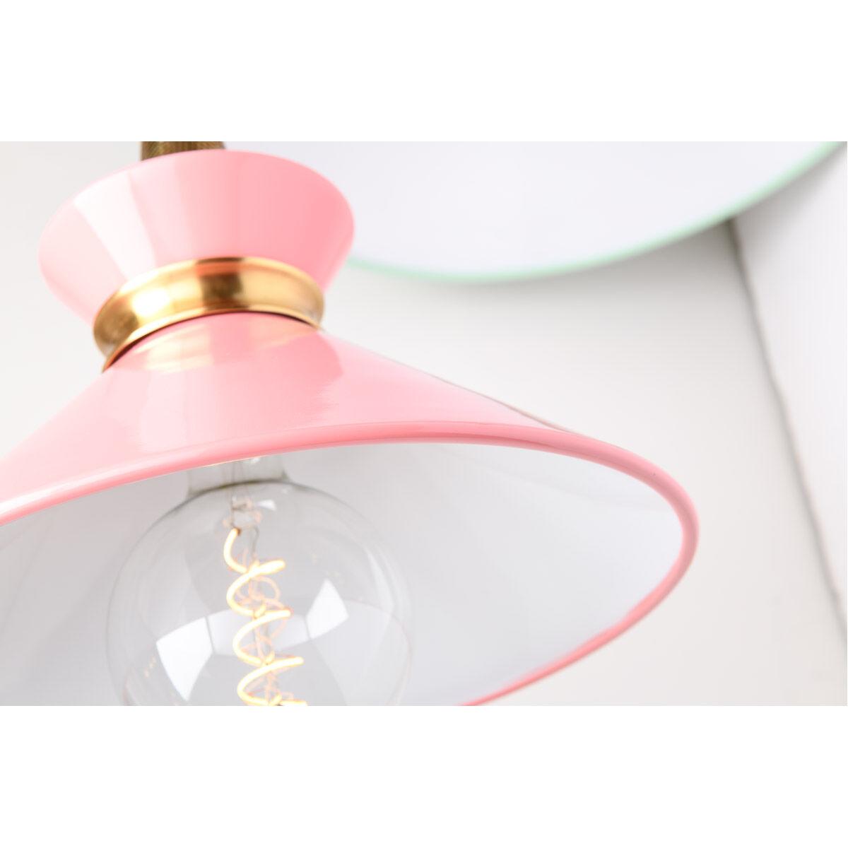 Kiki 1 Light 14 inch Aged Brass Pendant Ceiling Light in Pink Metal