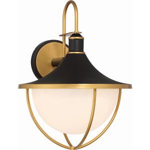 Atlas 3 Light 22 inch Matte Black/Textured Gold Outdoor Sconce