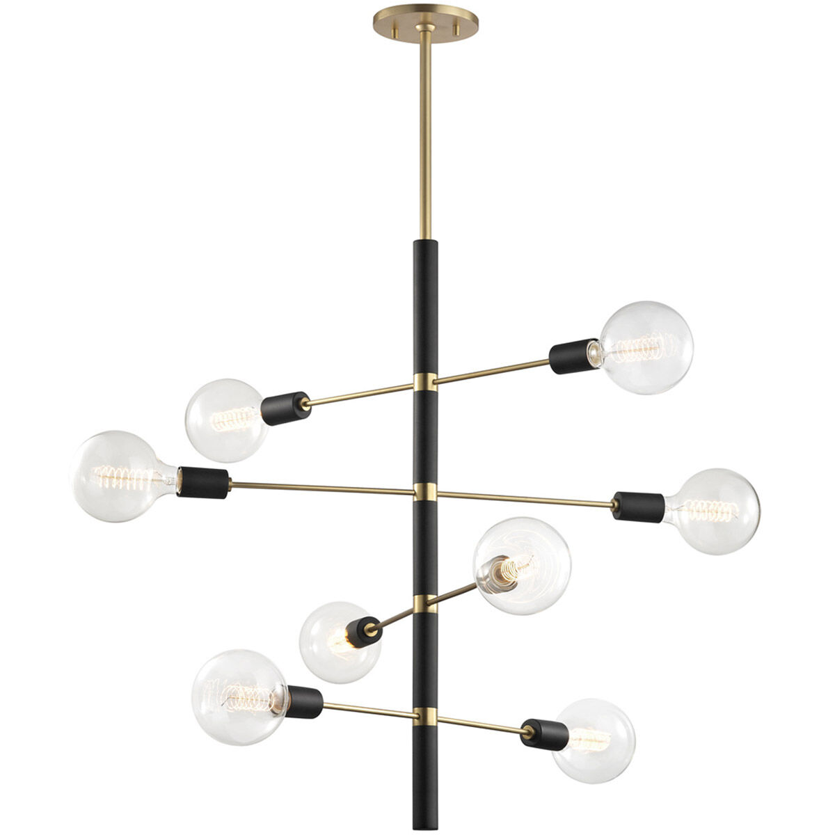 Astrid 8 Light 28 inch Aged Brass Chandelier Ceiling Light in Aged Brass and Black