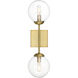 Mid-Century Modern 2 Light 6 inch Natural Brass Wall Sconce Wall Light