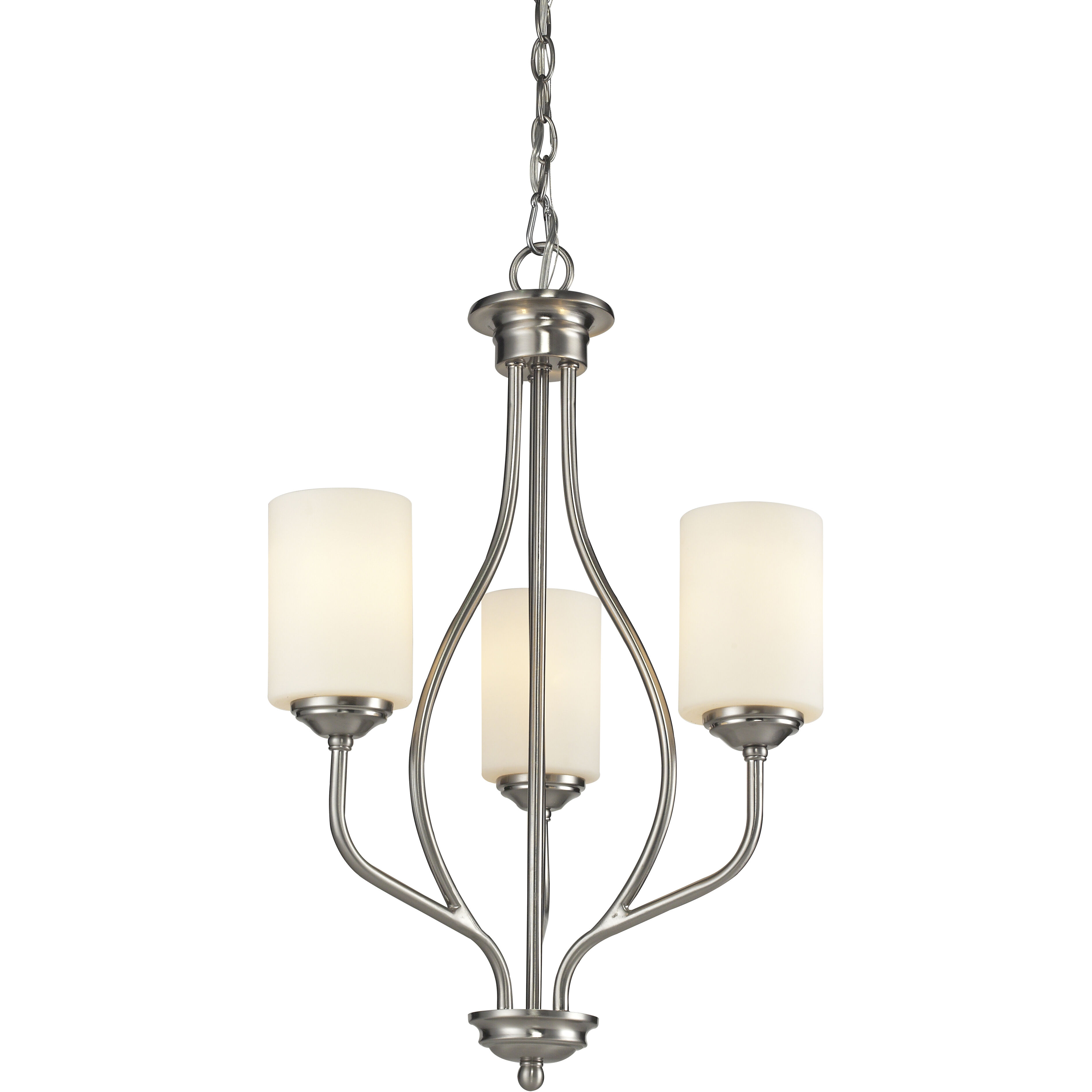 Cardinal 3 Light 13.5 inch Brushed Nickel Chandelier Ceiling Light