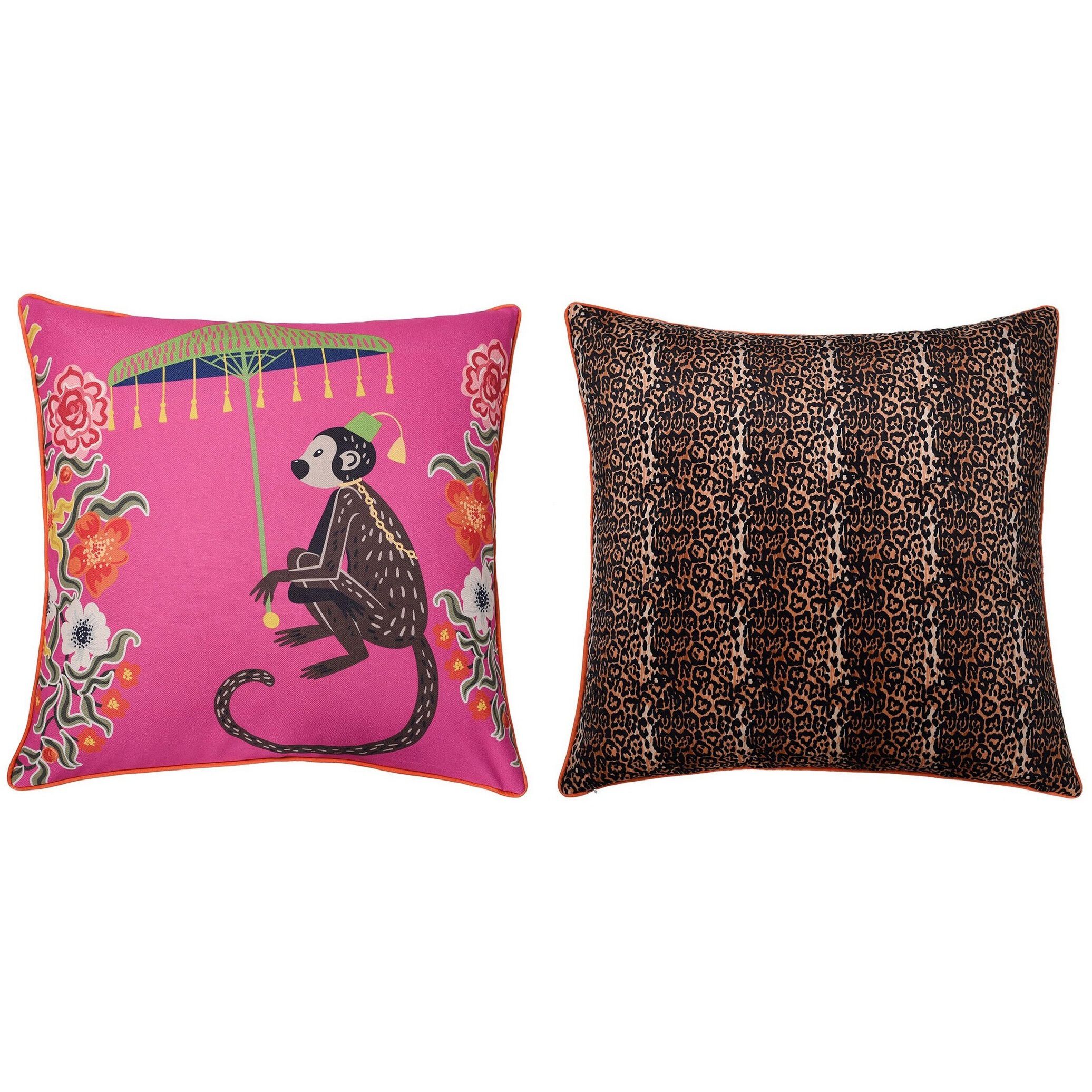 Dann Foley Double Sided Pillow 5 inch Hot Pink and Multi Throw Pillow