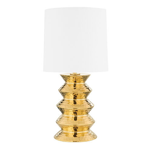 Zoe 25 inch 75.00 watt Aged Brass/Ceramic Gold Table Lamp Portable Light