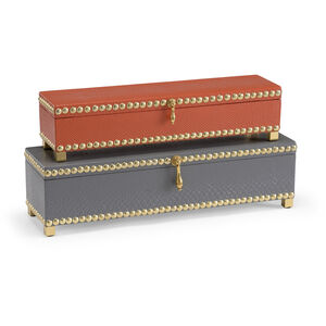 Wildwood 18 inch Coral/Slate/Brass Treasure Boxes, Set of 2