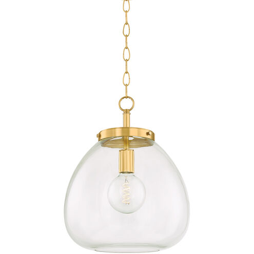 Della 1 Light 15.75 inch Aged Brass Pendant Ceiling Light