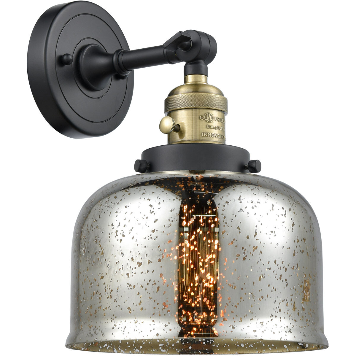 Franklin Restoration Large Bell LED 8 inch Black Antique Brass Sconce Wall Light, Franklin Restoration