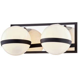 Ace 2 Light 12.5 inch Carbide Black With Polished Nickel Accents Bath And Vanity Wall Light