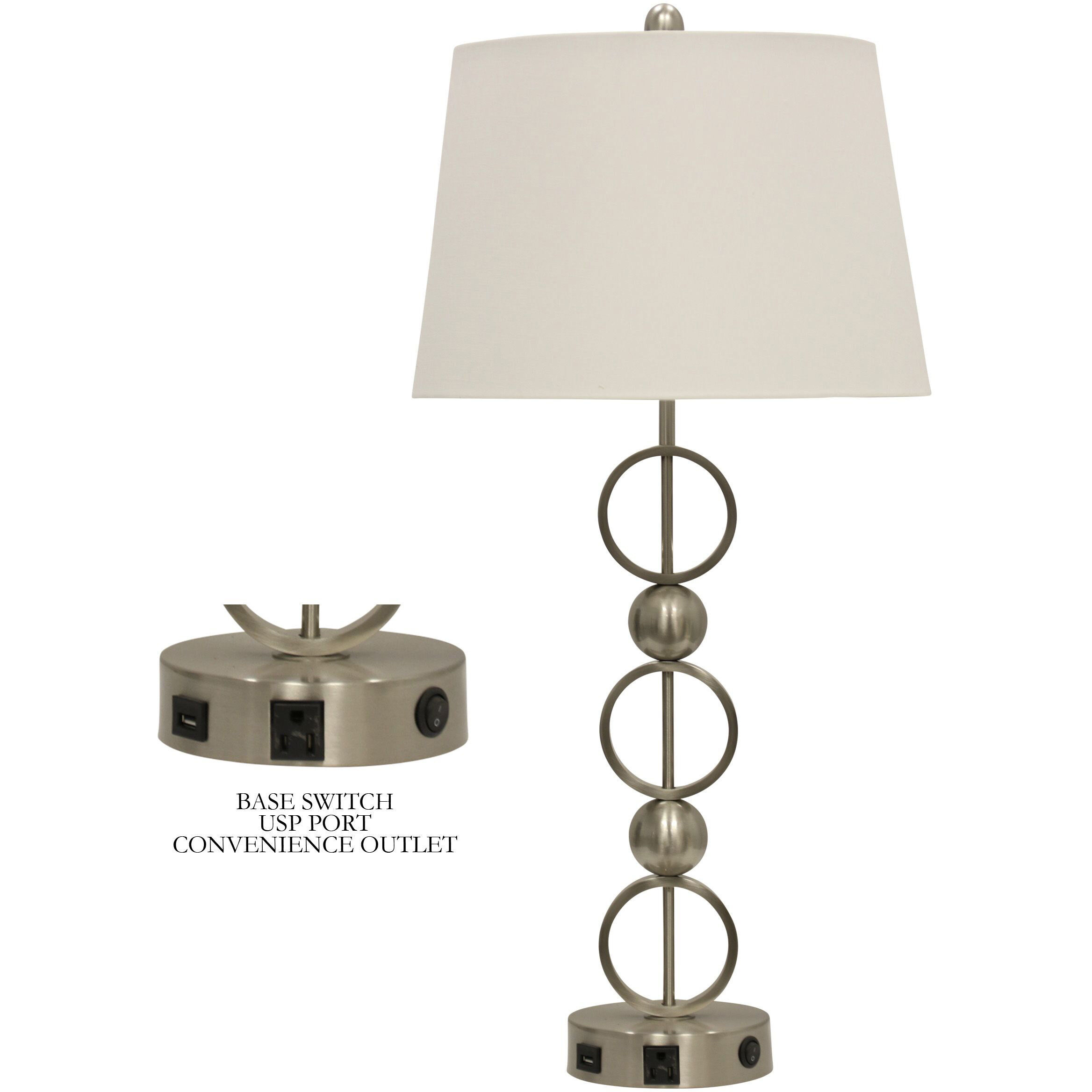 Signature 31 inch 100 watt Brushed Steel Table Lamp Portable Light