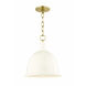 Blair 1 Light 11 inch Aged Brass Pendant Ceiling Light in Cream Metal