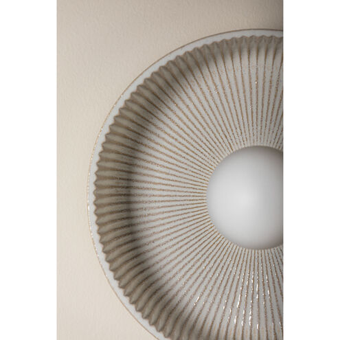 Ray 1 Light 11 inch Aged Brass and Ceramic Reactive White Flush Mount Ceiling Light