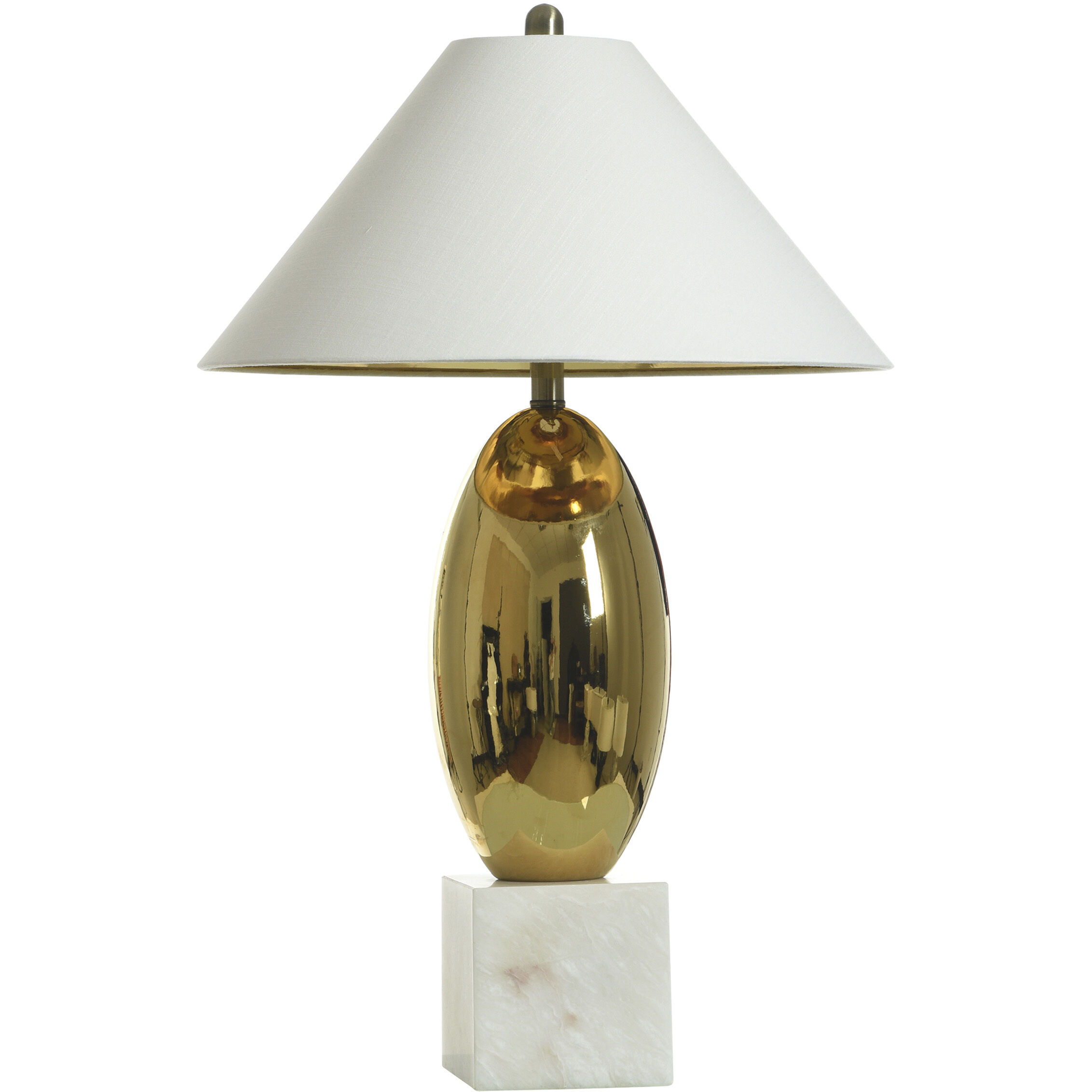 Cameron 31.25 inch 100.00 watt Metallic Gold and White Marble Table Lamp Portable Light