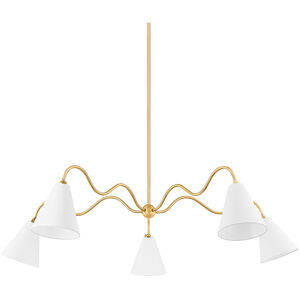 Onda 5 Light 63 inch Aged Brass Chandelier Ceiling Light