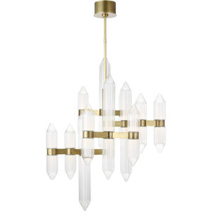 Avroko Langston LED 21.5 inch Plated Brass Chandelier Ceiling Light, Integrated LED