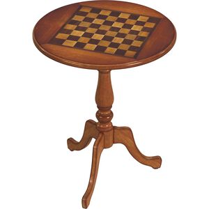 Colbert 22" Round Pedestal Game Table in Medium Brown