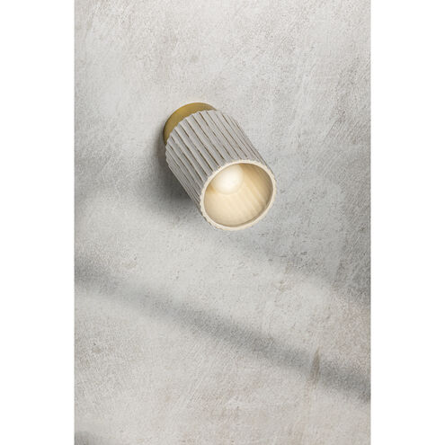 Corissa 1 Light 5.75 inch Aged Brass and Ceramic Whitewash Bisque Flush Mount Ceiling Light