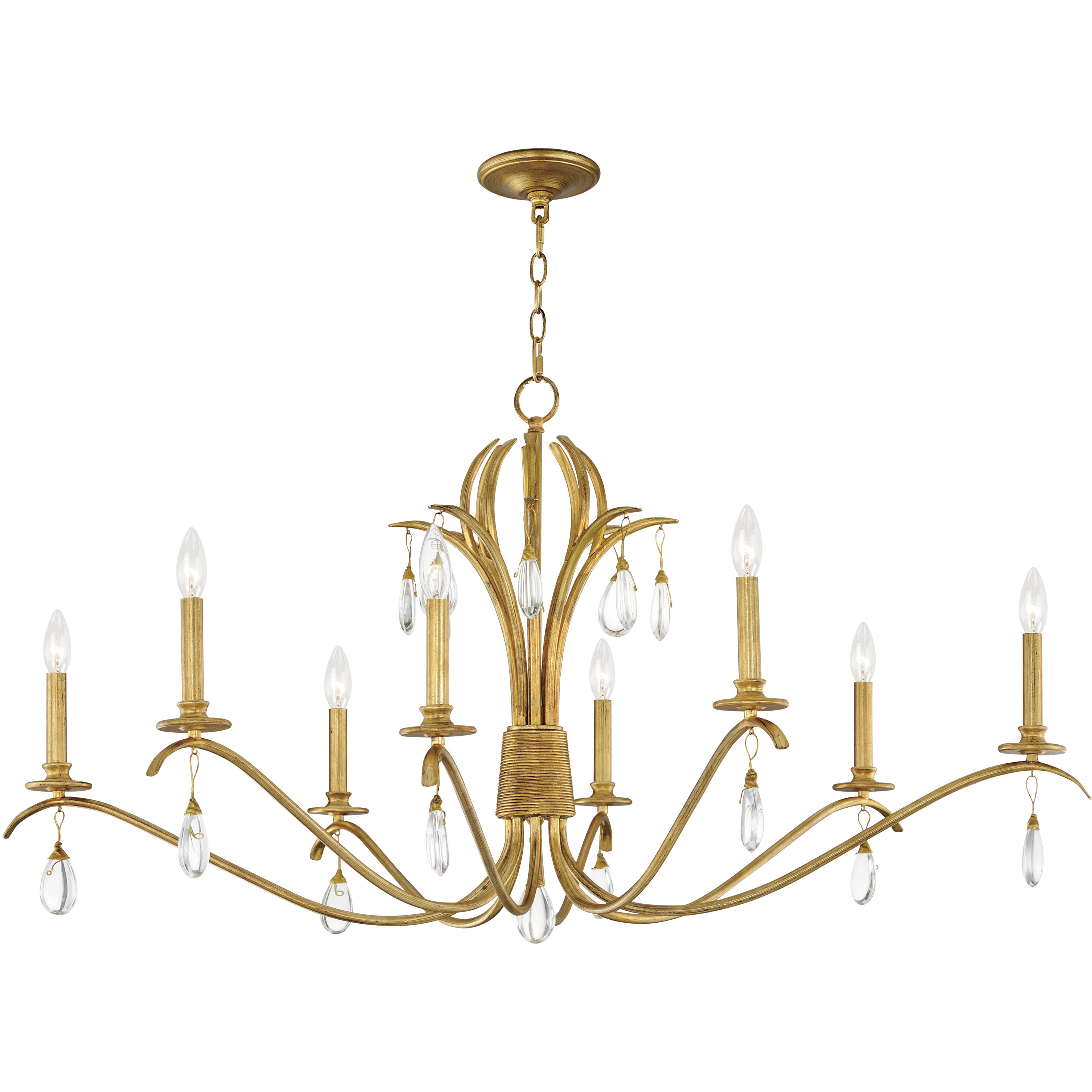 Eden 8 Light 48 inch Charcoal Gold Leaf Chandelier Ceiling Light