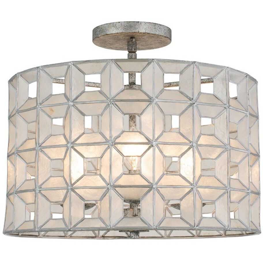 Prado 3 Light 17 inch Oxidized Silver Leaf Semi Flush Mount Ceiling Light