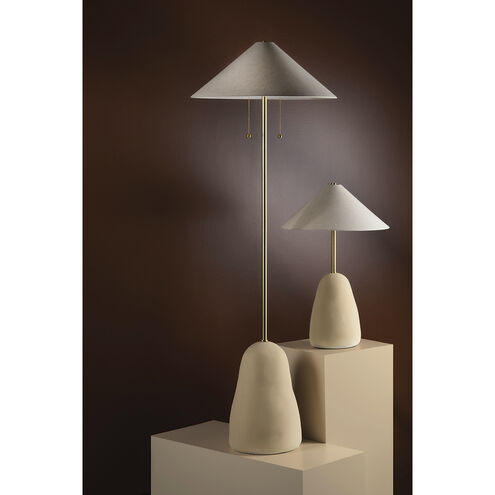 Maia 25 inch 60.00 watt Aged Brass/Ceramic Textured Beige Table Lamp Portable Light