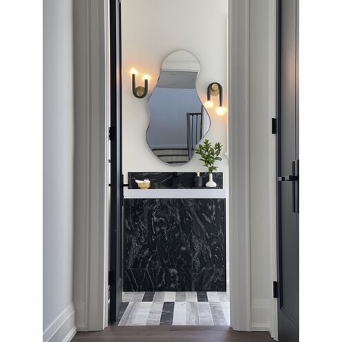 Whit 2 Light 7 inch Aged Brass/Black Wall Sconce Wall Light