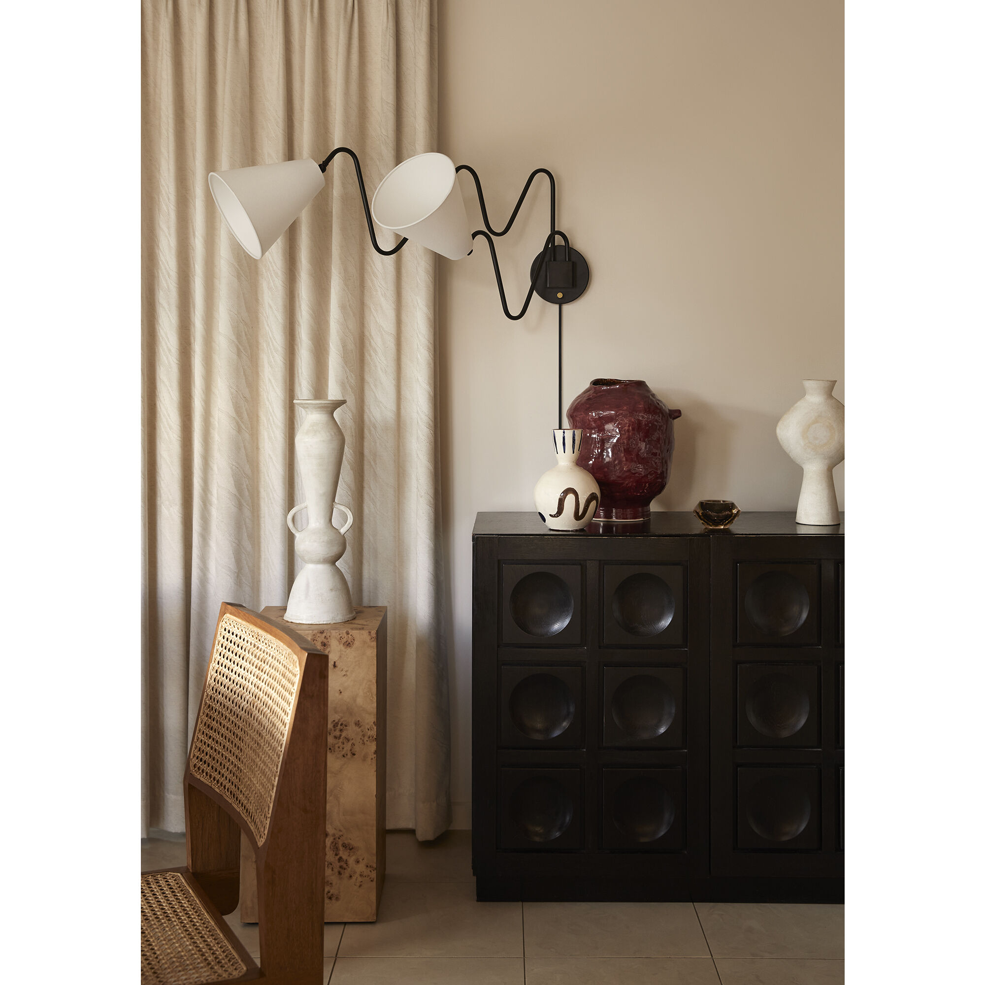 Onda 2 Light 11 inch Soft Black Plug-In Sconce Wall Light