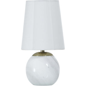Rosalind 12 inch 40 watt Polished Brass and White Marble Table Lamp Portable Light