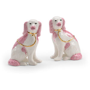 Shayla Copas Pink/White/Metallic Gold Figurines, Pair
