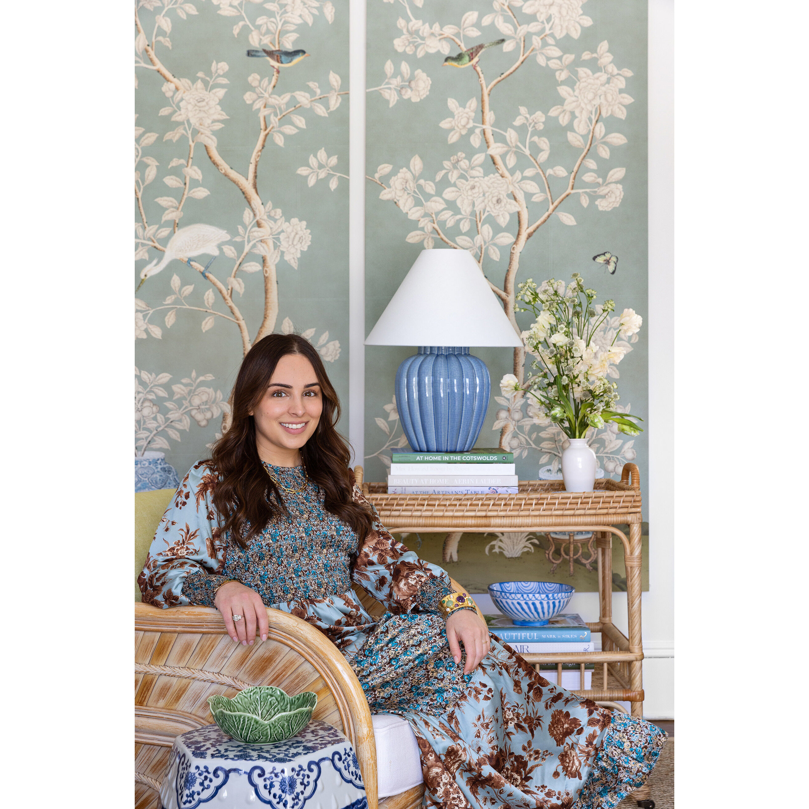 Clarendon 20 inch 60.00 watt Aged Brass and Blue Table Lamp Portable Light