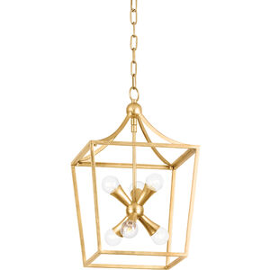 Kendall 6 Light 12 inch Vintage Gold Leaf Indoor Lantern Ceiling Light