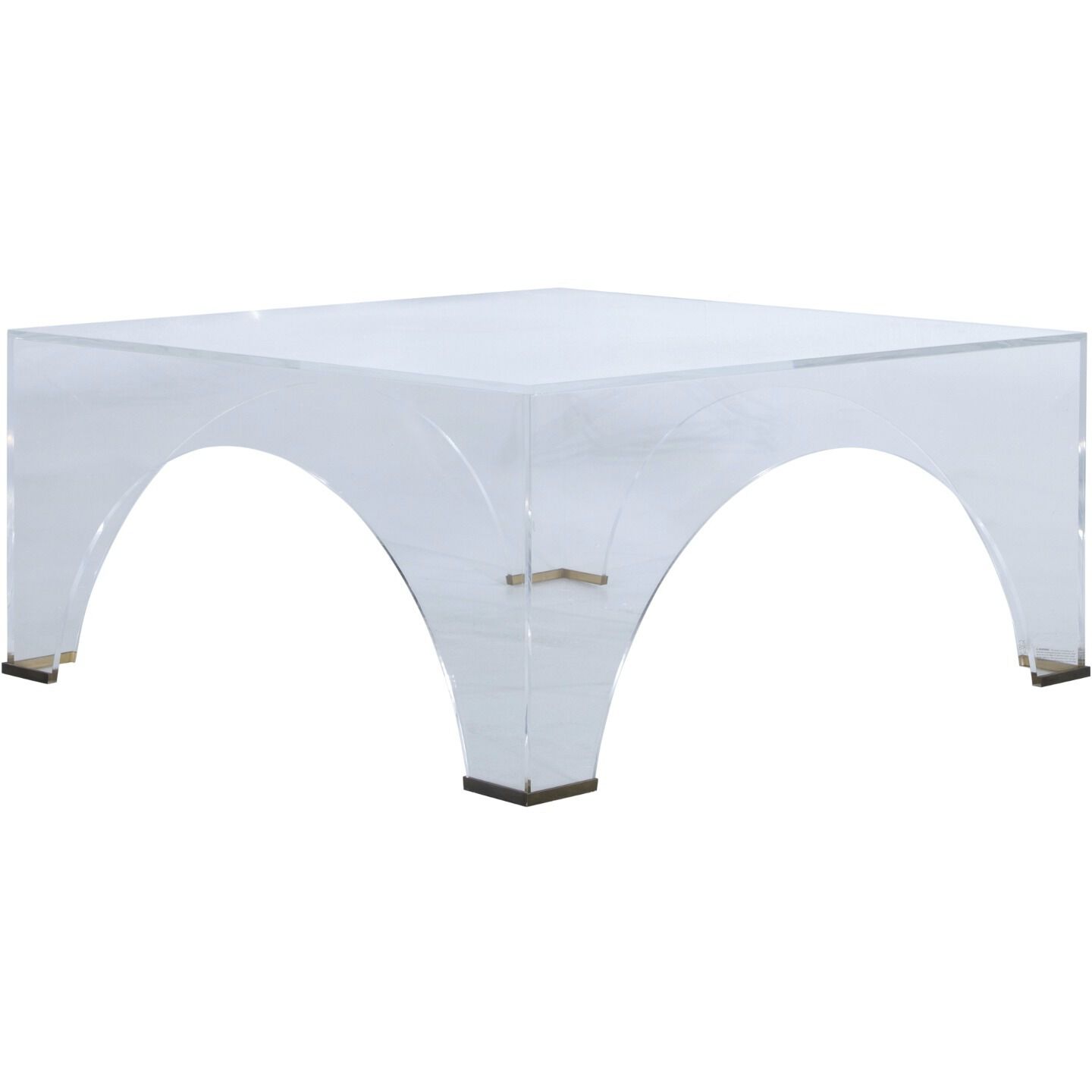 Cindy 40 X 40 inch Clear Acrylic / Brushed Brass Coffee Table