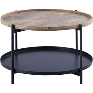 Calin 31.5 X 31.5 inch Black with Natural Wood Coffee Table