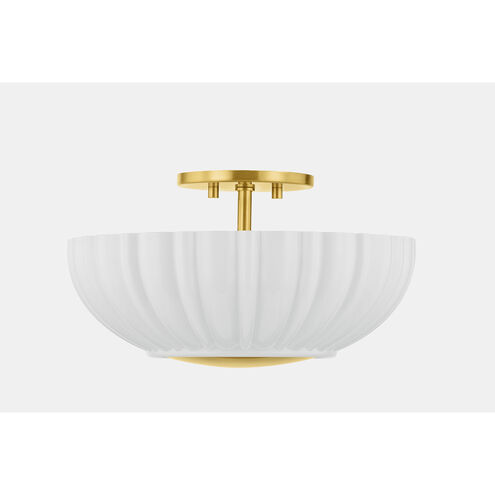 Anne 2 Light 15 inch Aged Brass Flush Mount Ceiling Light