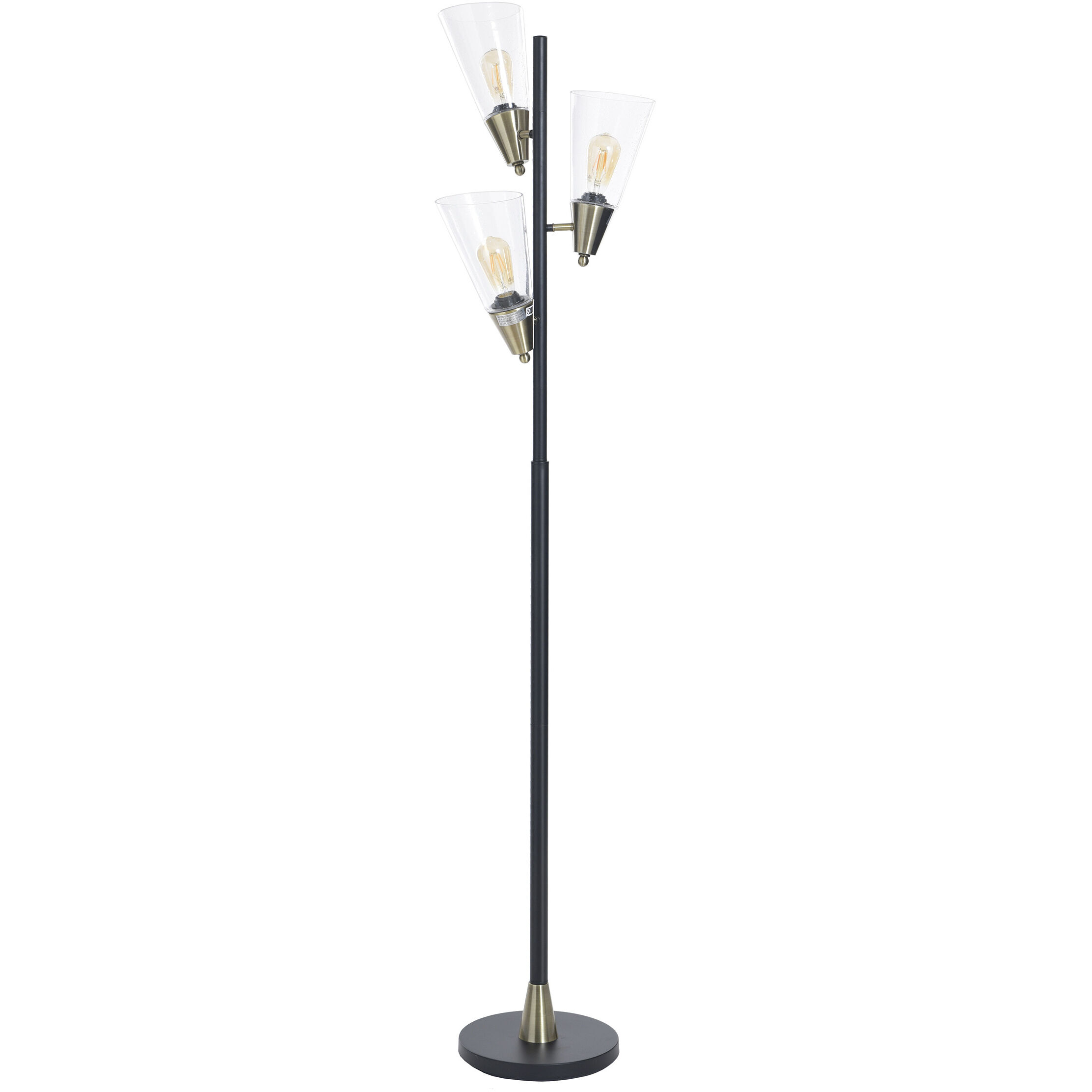 Mercer 70.25 inch 40 watt Pesch Gold and Black and Clear Floor Lamp Portable Light