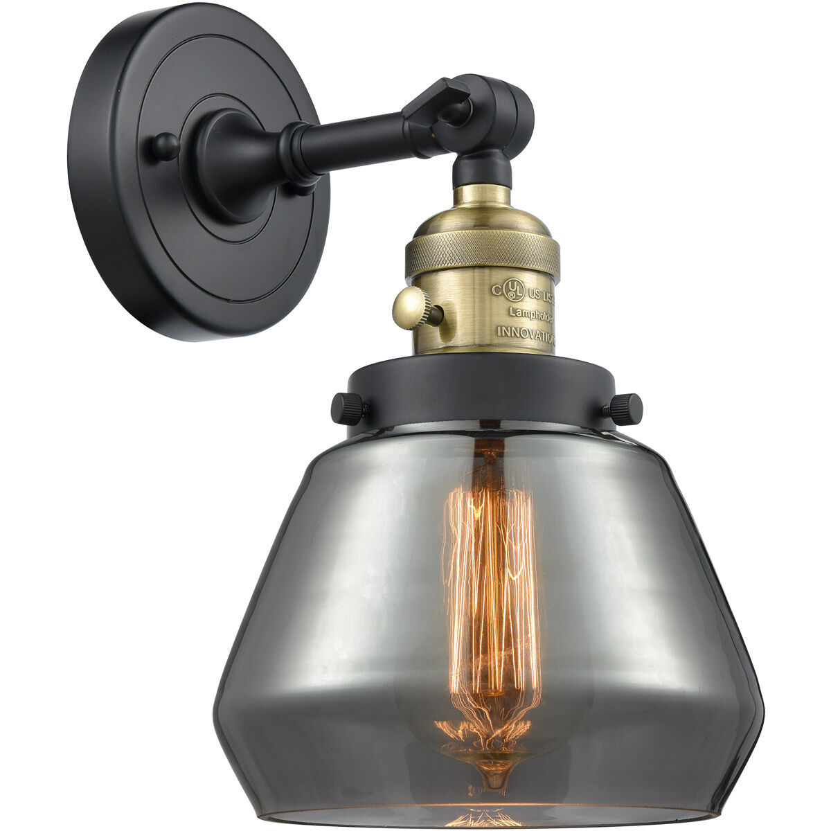 Franklin Restoration Fulton LED 7 inch Black Antique Brass Sconce Wall Light, Franklin Restoration