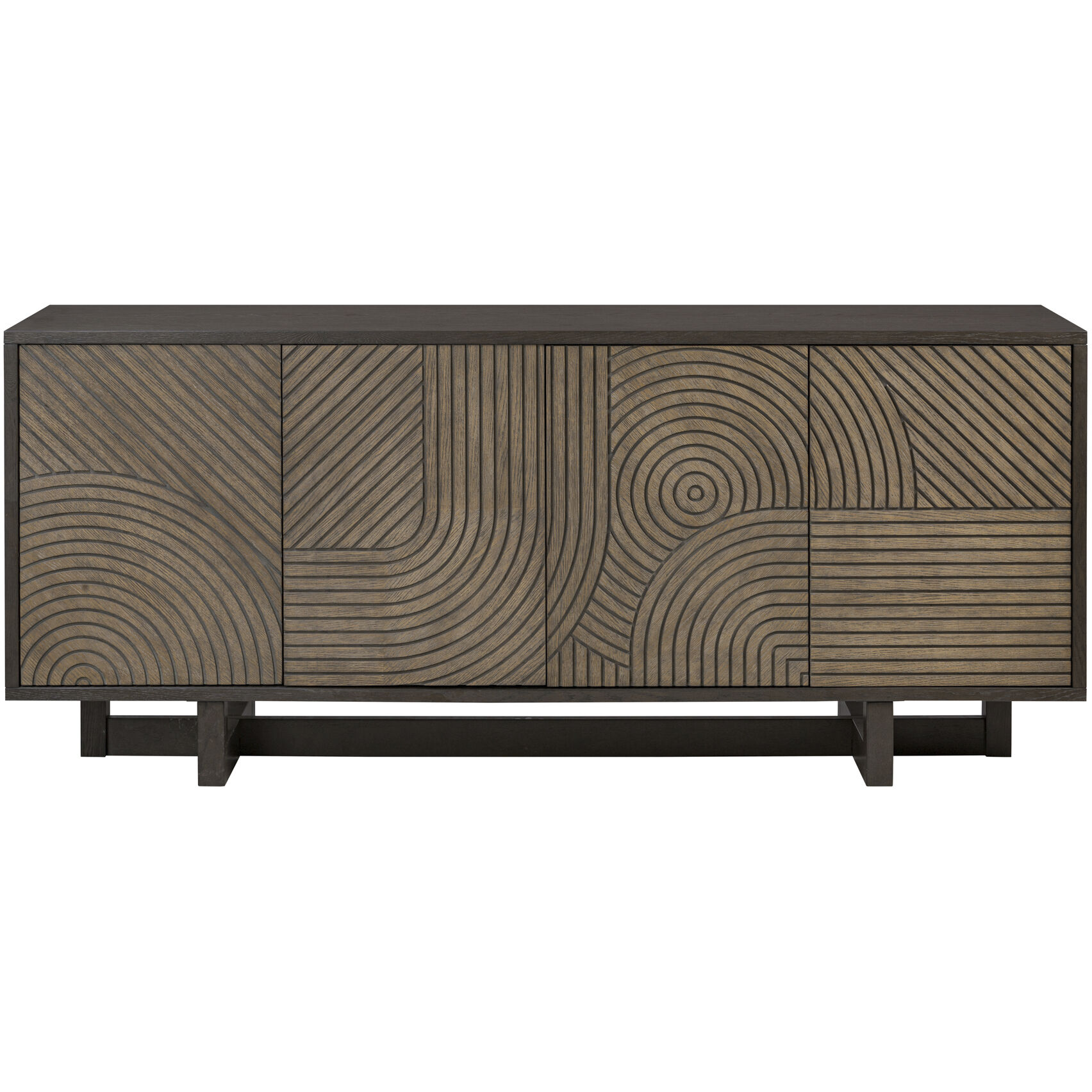 Kalen 78 inch Aged Barrel with Dark Brown Oak Credenza