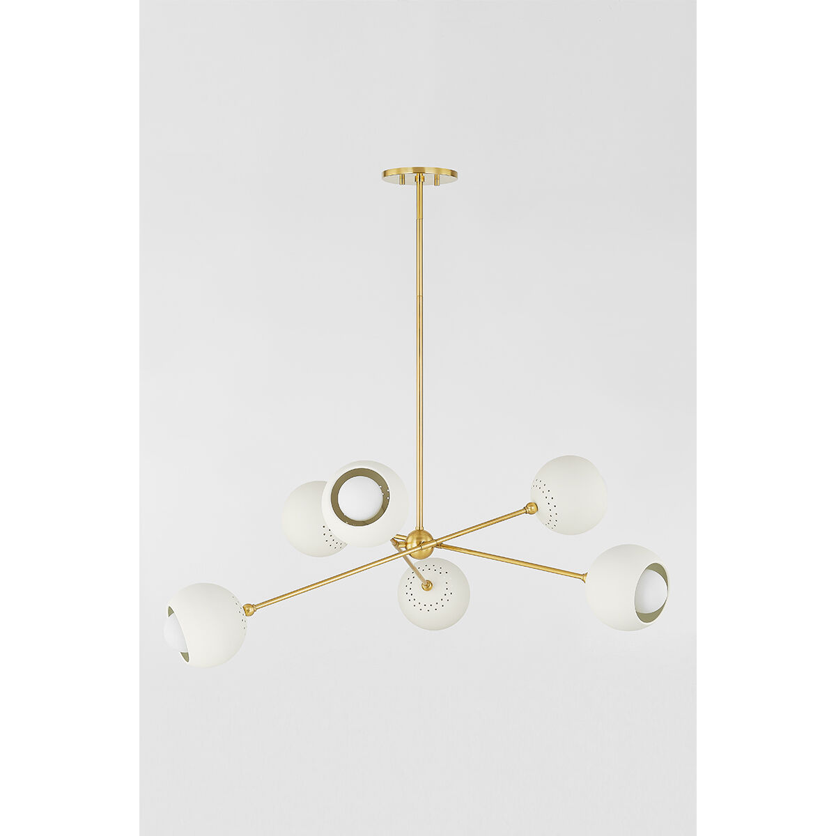 Saylor 6 Light 40 inch Aged Brass/Soft Cream Chandelier Ceiling Light