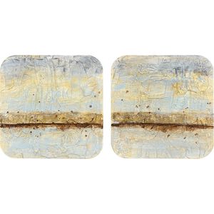 Coastal Horizon Blue and Brown and Metallic Wall Sculpture
