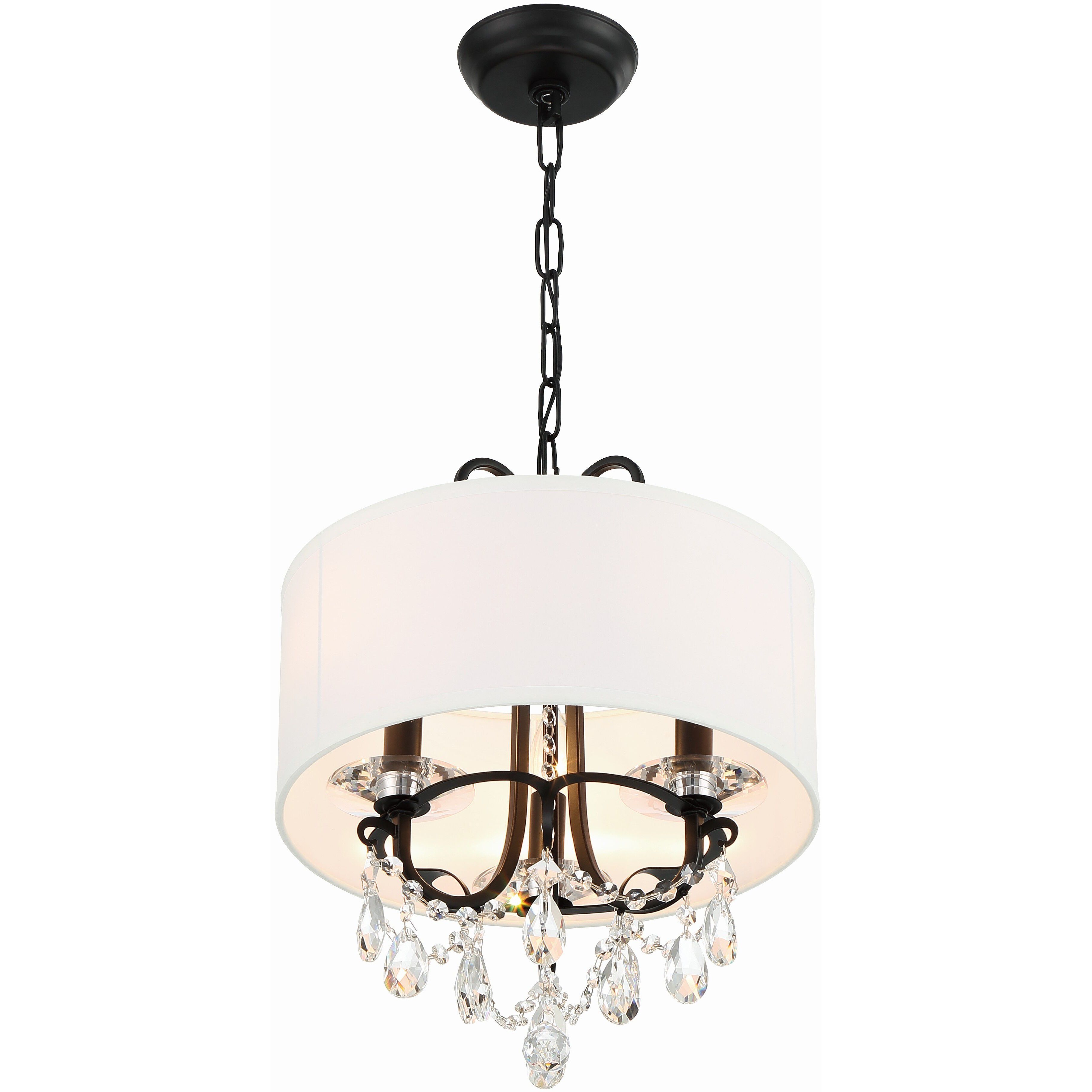 Othello 3 Light 14 inch Matte Black Mini Chandelier Ceiling Light in Clear Hand Cut
