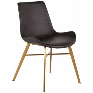 Hines Charcoal Brown Leather / Stainless Gold Dining Chair