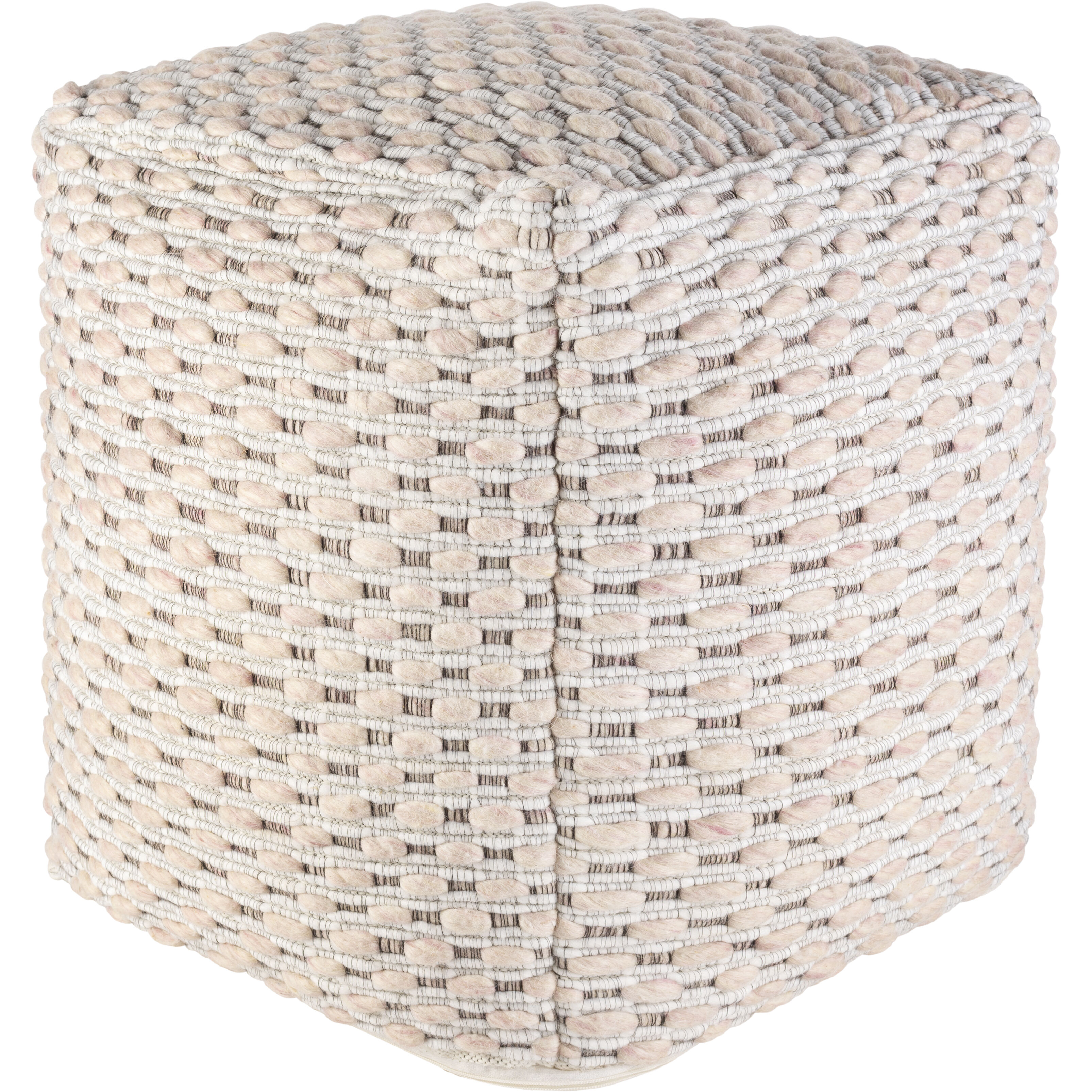 Lanier 18 inch Dusty Pink Pouf, Cube